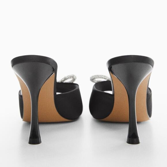 RARE MANGO Bow Rhinestone Heels NWT | Black Square Toe | Sz 7.5 & 9 - Picture 12 of 12
